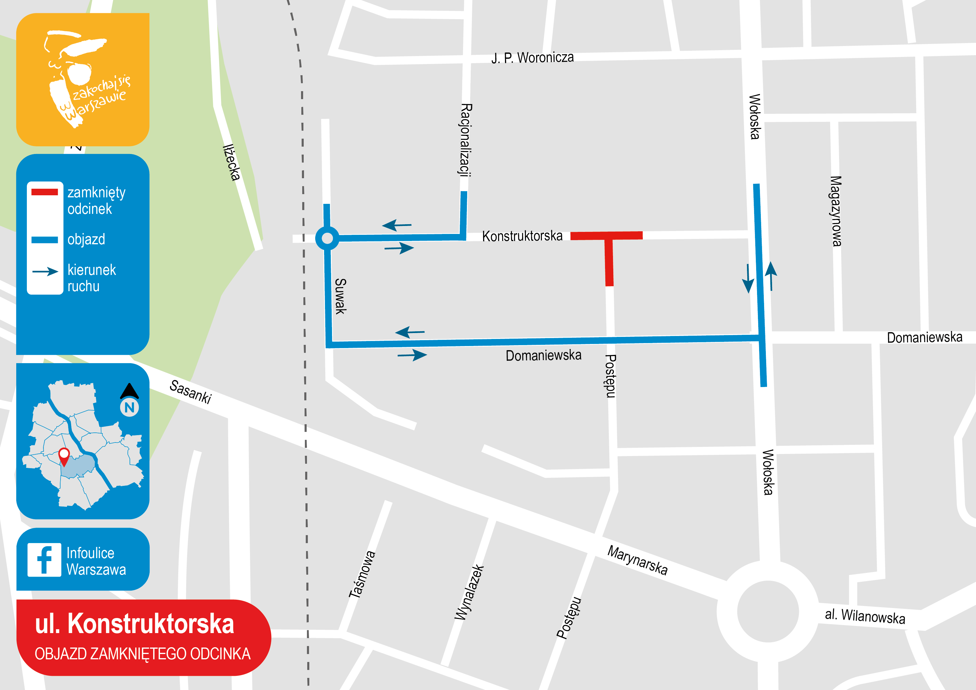 Od 21 czerwca, przez ponad trzy miesiące zamknięte będzie skrzyżowanie ulic Konstruktorskiej i Postępu.